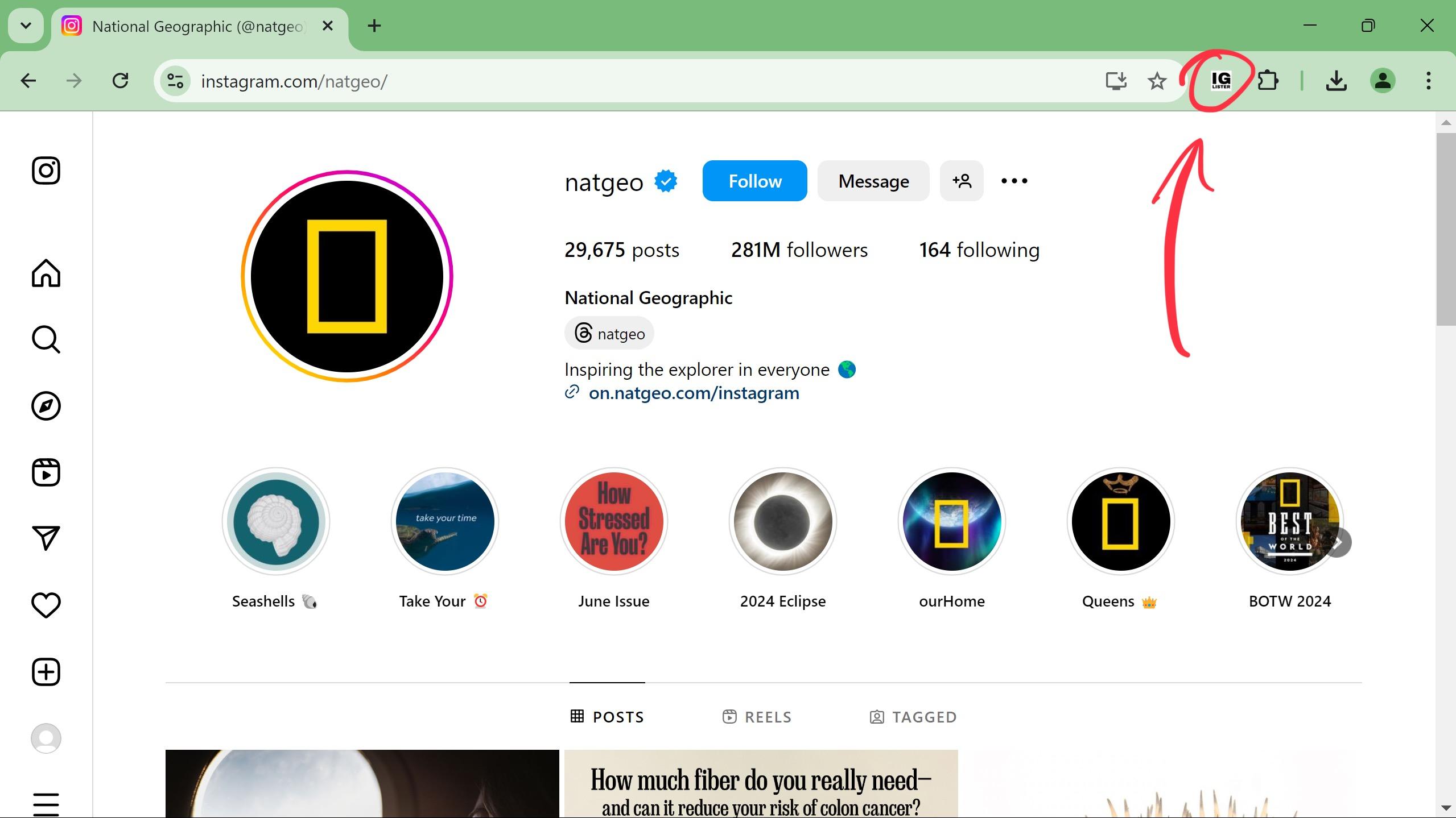 Open the Instagram Account You want to Scrape Data From